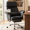 Hellove Sedia da Ufficio Ergonomica in Pelle PU Nero - Altezza Regolabile con Supporto Lombare, Braccioli a Doppio Strato, Rotelle Girevoli 360° - Poltrona Direzionale con Schienale Reclinabile