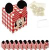 Ingrosso e Risparmio Bomboniere Set Compleanno 10 Scatoline Cubo Topolina con Orecchie per Bimba Rosso a Quadri Bustine Confetti Bigliettino Personalizzabile Confettata Portaconfetti Fai da Te