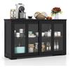 COSTWAY Armadietto da Cucina Mobile Laterale Multiuso con Ante Scorrevoli, in MDF e Vetro, 106,5 x 33 x 62,5 cm (Nero)