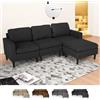 Produce Shop Divano 3 posti braccioli con Pouf in Tessuto Salotto Moderno Elegante Steffy - Nero