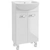 Deftrans .Deftrans Mobile sottolavabo con lavandino, 45 cm, bianco lucido | Mobile sottolavabo con lavabo in ceramica, mobile da bagno per piccoli bagni, 2 ante, chiusura ammortizzata e foro per