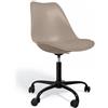 Iconik Interior Tulip Style - Sedia da ufficio con ruote, girevole da ufficio, struttura nera Tulip Tortora