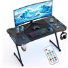 Jaxguom Tavolo da gaming, 120 x 60 cm, con LED e telecomando, tappetino per | Tavolo da gioco a LED, 120 x 60 cm, con telecomando, grande tappetino per mouse, portabevande, supporto per cuffie e gestione
