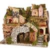HolyRome Paesaggio Presepe Illuminato 28x15x23 cm - Borgo Classico Napoletano - Realizzato in Sughero, Muschio e Legno - Made in Italy