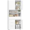 Hzuaneri Mobile Bagno, Alto, Colonna Bagno, 30x80x190cm, Moderno, Bianco | 4 Cassetti e 3 Ante, Ripiani Regolabili, per Soggiorno, Bagno, SC15803X
