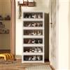 Quiaviank Scarpiera con 6 scomparti, per 18 paia di scarpe | Scarpiera pieghevole con porta, telaio a ventosa magnetica, in plastica, per corridoio, ingresso, camera da letto, bianco