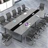 ZRBDDEF Grande Tavolo Riunioni Ufficio - Tavolo Conferenza Moderno con Passacavi,Struttura in Metallo Robusta,Design Rettangolare Nero-Bianco per 8-12 Persone (senza sedie)