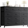 Coleshome Grande Cassettiera Camera da Letto, 13 Cassetti in Tessuto (Nero) | Cassetti, Robusta Struttura in Acciaio, Cassettiera da Soggiorno, 140 x 30 x 101cm