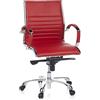 HJH Office 660532 Sedia direzionale professionale PARMA 10 in pelle rossa/cromata sedia da ufficio moderna, schienale medio-alto