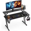 Jaxguom Tavolo da gaming, 120 x 60 cm, con supporto per monitor, tappetino | Tavolo da gioco da 120 x 60 cm con supporto per monitor, tappetino per mouse, portabevande, supporto per cuffie e gestione