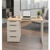 AVANTI TRENDSTORE - Paciano - Scrivania moderna con 4 cassetti Finitura Cashmere lucido e Quercia Baysen Scrivania in legno laminato per ufficio e studio 110 x 75,4 x 59,6 cm