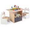 LIFEZEAL Tavolo Bambini con 2 Sedie e Contenitore per 3+ Anni (Bianco) | Tavolino per Bambini con Cassetto Pieghevole in Tessuto, 2 Sedie a Forma di Rana, Set Multifunzionale per Cameretta, Soggiorn