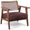 FRANKYSTAR Boca - Poltrona in legno massello di Parawood con innesti in polyrattan e seduta in velluto a coste