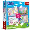 Trefl - Peppa Pig, Peppa ama le avventure - Puzzle 4 in 1, 4 puzzle, da 12 a 24 pezzi - puzzle colorati con personaggi dei cartoni animati, divertimento per bambini dai 3 anni in su