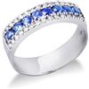 GV GIOIELLI DI VALENZA Anello in oro Bianco 18k con 8 Zaffiri Blu e Diamanti