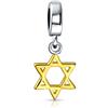 Bling Jewelry Gioielli Ebraici Per Bat Mitzvah Hanukkah Stella Di David Magen Pendenti Goccia Per Donne Argento Placcato Oro 14K Adatto A Bracciale Europeo