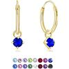 DTPsilver Orecchini Cerchietti Argento 925 Placcati Oro 24K con Brillantini Punto Luce di Cristallii Colorati - Orecchini Pendenti Oro Anallergici per Pelli Sensibili - Cerchi Dorati Eleganti - Diametro 12 mm