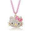 Hello Kitty Sanrio - Collana con ciondolo a pavé da 40,6 cm + 7,6 cm, con licenza ufficiale, gioiello per ragazze