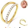 BodyBonita Triplo/Doppio Piercing Naso Anello - 316L Acciaio Chirurgico Septum Piercing Clicker 16G/18G/20G Cz Conch Jewellery Cartilagine Nostril Orecchino Helix Rook Trago Oro/Nero/Argento/Oro Rosa