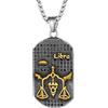 JewelryWe Collana da uomo con segno zodiacale: bilancia in acciaio inox, 12 costellazioni zodiacali, oroscopo, cane, tag, ciondolo con incisione a costellazione, collana da uomo, oro e argento