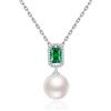 ZDaoBen Collana Perle Donna in Argento Sterling 925 Pendente Collana di Perle con Zirconi Taglio Smeraldo Gioielli da Regalo per Donna Perle 12 mm
