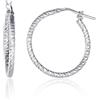 Diamond Treats Orecchini a Cerchio con Taglio Diamante in Argento 925, Orecchini a Cerchio Attorcigliati per Donna e Ragazza, Orecchini Cerchio da 15 mm a 70 mm di Diametro