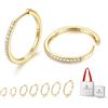 Just Being Cute Orecchini a cerchio piccoli per donna, argento sterling massiccio con zirconia cubica, orecchini huggie placcato oro bianco 14K｜Ipoallergenici, leggeri, ideali per uso quotidiano e regali carini
