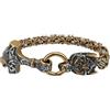 Cupimatch Bracciale da uomo in acciaio inox tricolore vichingo, mitologia nordica, bizantina, con martello di Thor e testa di lupo 3D, regalo per uomini, padre e figlio