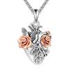 CUPENDA Collana con ciondolo a forma di cuore anatomico gotico in argento Sterling 925 con ciondolo a forma di rosa gotica anatomica, gioiello regalo per donne