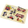 Goki 57907 - Puzzle a Incastro con pomelli, Soggetto: Pompieri