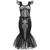 Generico Costume Sirenetta Bambina Vestito da Scheletro Costume Sirena Nero Abito Principessa Ariel per Halloween Carnevale
