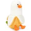 shownicer Peluche a forma di banana e anatra, peluche Kawaii, idea regalo per adulti e bambini (bianco, 18 cm)