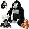 MorisMos Gigante Grigio Gorilla Teddy Giocattolo Morbido, 50cm Mamma Con 3 Cuddly Bambino All'Interno, Animale In Peluche Di Rilievo, Regali Per Bambini Ragazze Ragazzi Deco Festa Di Compleanno
