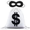 Xuniea 2 Pezzi Costume da Rapinatore di Banche Borsa Porta Soldi in Dollari e Maschera Bandito Nera Costume da Ladro Accessori per Cosplay per Carnevale