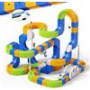 Tracpos Trenino Elettrico Bambini, 225 Pezzi(80 Binari + 2 Treni) Trenino Giocattolo, Pista Treno 3D Cube Train Track Set, Treno Elettrico Giochi Regalo per Bambini 3 4 5 6 7 8 Anni