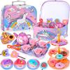 ENCOUN 48PCS Set da Tè per Bambini, Accessori Cucina Bambini, Set da Tè in Latta, Servizio da tè e Valigia Unicorno, Tea Party Finta di Giocare Unicorno Compleanno Regalo per Bambina 3 4 5 6 7 Anni