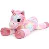 SNOWOLF Giocattolo Unicorno Grande Peluche Animale Peluche Cuscino Grande Cavallo Peluche Fluffy Multicolore Unicorno Regalo per Bambini Ragazze Ragazzi, San Valentino, Natale (pink, 110 cm)