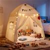 Hiromeco Tenda da gioco per bambini, per interni della cameretta dei bambini, 150 x 100 x 150 cm, grande casetta con tappetino, catena luminosa e 2 set di decorazioni, crea un'atmosfera festosa per
