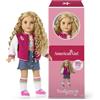 American Girl, Truly Me #115 - Bambola con occhi grigi, capelli biondi ricci, pelle chiara, giacca Varsity, dai 6 anni in su