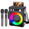 BONAOK Karaoke Machine, Sistema Karaoke Bluetooth con 2 Microfoni, Macchina Ricaricabile per il Karaoke Party, Music Box con Effetto Luci, Supporto TF USB per Home Party