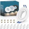 YindaLux 10 Pezzi Cornice Faretto GU10 IP44 Bianca, Telaio Incasso in Alluminio per Bagno, Faretti Soffitto 230V con Portalampada GU10, Ø84mm, Foro 65-75mm, senza Lampadina