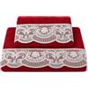 Corredocasa SET Asciugamani 1+1 in Spugna di Puro Cotone, Made in Italy - Set Viso 60x100 e Ospite 40x60 con Pizzo Macramè - Morbidi, Assorbenti e di Alta Qualità - Idea Regalo Bagno (Rosso)