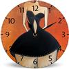 Horienteeon Orologio da parete rotondo in legno nero vintage a batteria, silenzioso, senza ticchettio, 25 cm, orologio da parete a tema rosa per camera da letto, bagno, soggiorno, dormitorio,