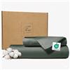 Ferò Set Copripiumino Singolo cotone 155x220 con Federa 50x75, Copri piumino di lusso in Raso di Cotone 300 TC a fibra lunga e Proteine della Seta, Design Made in Italy, Duvet Cover, Abete