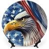 Gokays Piatti decorativi da appendere alla parete, con aquila e bandiera americana, piatto in ceramica patriottica, piatto oscillante con espositore, decorazione per la casa per mobili da cucina,