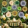 Easy Joy 12 pompon in carta velina Safari, 25 cm, decorazione per feste | Fiori di carta colorati con motivo zebrato e leopardato per feste di compleanno dei bambini, feste nella giungla, baby shower