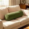 Generico Cuscino Cilindrico a Rullo 40cm 50cm 60cm 70cm 80cm 90cm, Cuscino Tubolare in Ciniglia Sfoderabile e Lavabile, Supporto in Spugna 50D per Lettura Letto, Divano e Relax(Verde,15x50 cm)