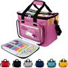 Hoshin Borsa Porta Lavoro a Maglia,Honshin Borsa Porta Gomitoli Uncinetto Portatile per Trasportare Progetti, Ferri da Maglia, Uncinetti, Gomitoli di Filato(Viola)