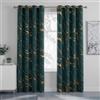 Gazal Vole Tende oscuranti verde scuro al 95%, marmo dorato, altezza 200 cm | Tende verdi per camera da letto, soggiorno, con occhielli da 4 cm, su entrambi i lati, verde scuro, per soggiorno e ufficio