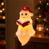 Fancysky Lampada Decorativa Fantasma con Cappello Natale Resina (L) | Lampada da lettura a forma di fantasma con luce notturna, Luci Fantasma Carino in Resina per studio, bagno, camera da letto